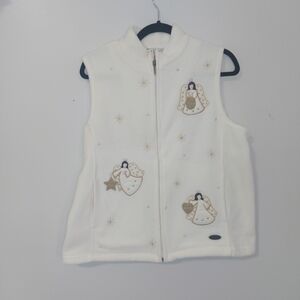 Northern Reflextions White Angel Embroidered Vest Large